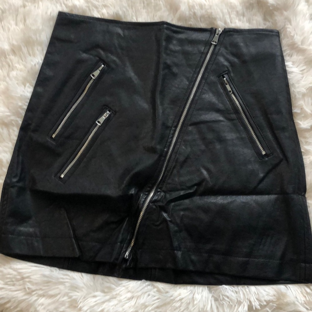 Love Tree Black Asymmetrical Faux Leather Skirt Small Medium Large
